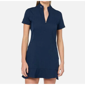 NEW Adidas Golf Navy Blue Womens Frill Dress XL Quarter Zip Pockets NWT